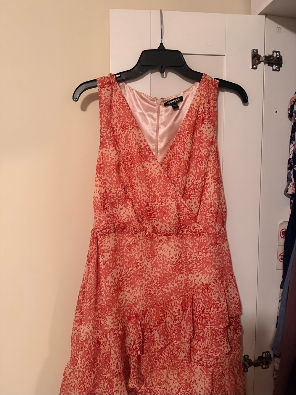 Express Coral Printed Ruffle Dress - Picture 2 of 5